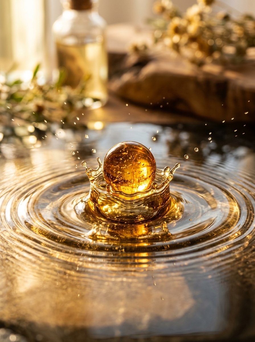 Golden botanical Vitamin E tocopherol oil droplet